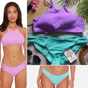 BECCA 🩵 Hi Neck Lilac Bikini Top | Cinched Cheeky Bottoms